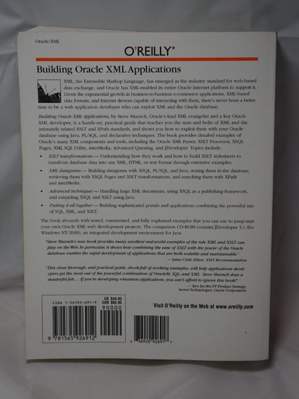 Building Oracle XML Applications Muench O'Reilly 1st Edition XSLT XSQL Java - Picture 2 of 3